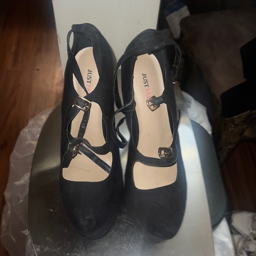 Closed toe stripper shoes just fab black